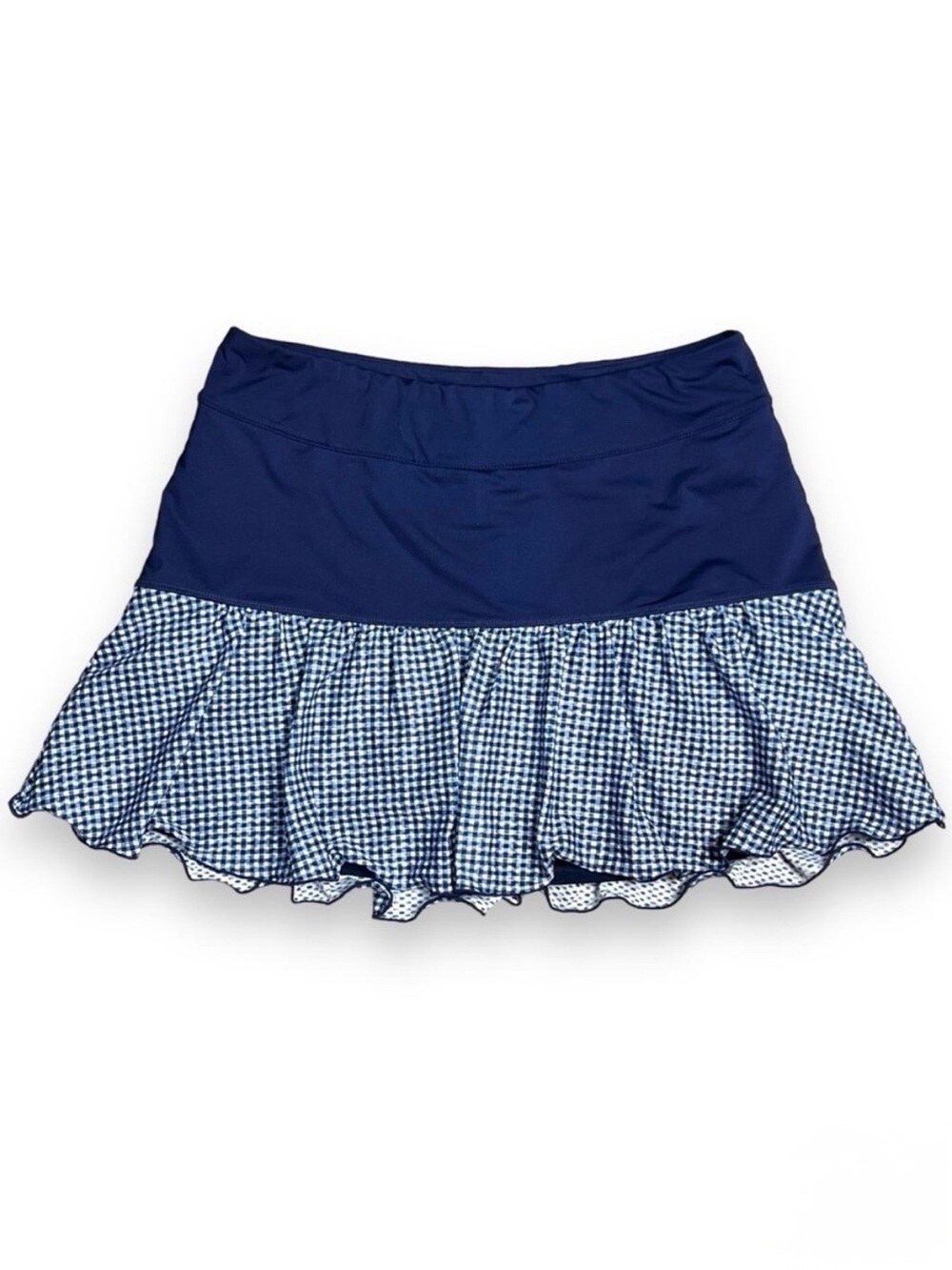 VINEYARD VINES Gingham Ruffle
Performance Skort, navy and white - Picture 2 of 4